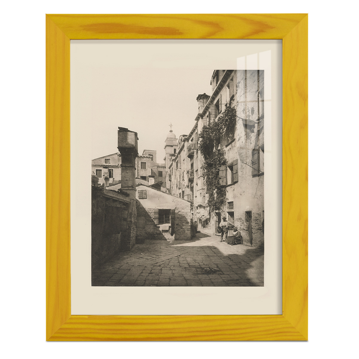 Vintage Views of Venice VIII - Framed Print w/glass - Sunflower Yellow