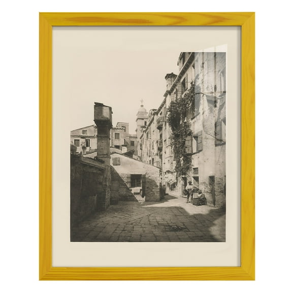 Vintage Views of Venice VIII - Framed Print w/glass - Sunflower Yellow