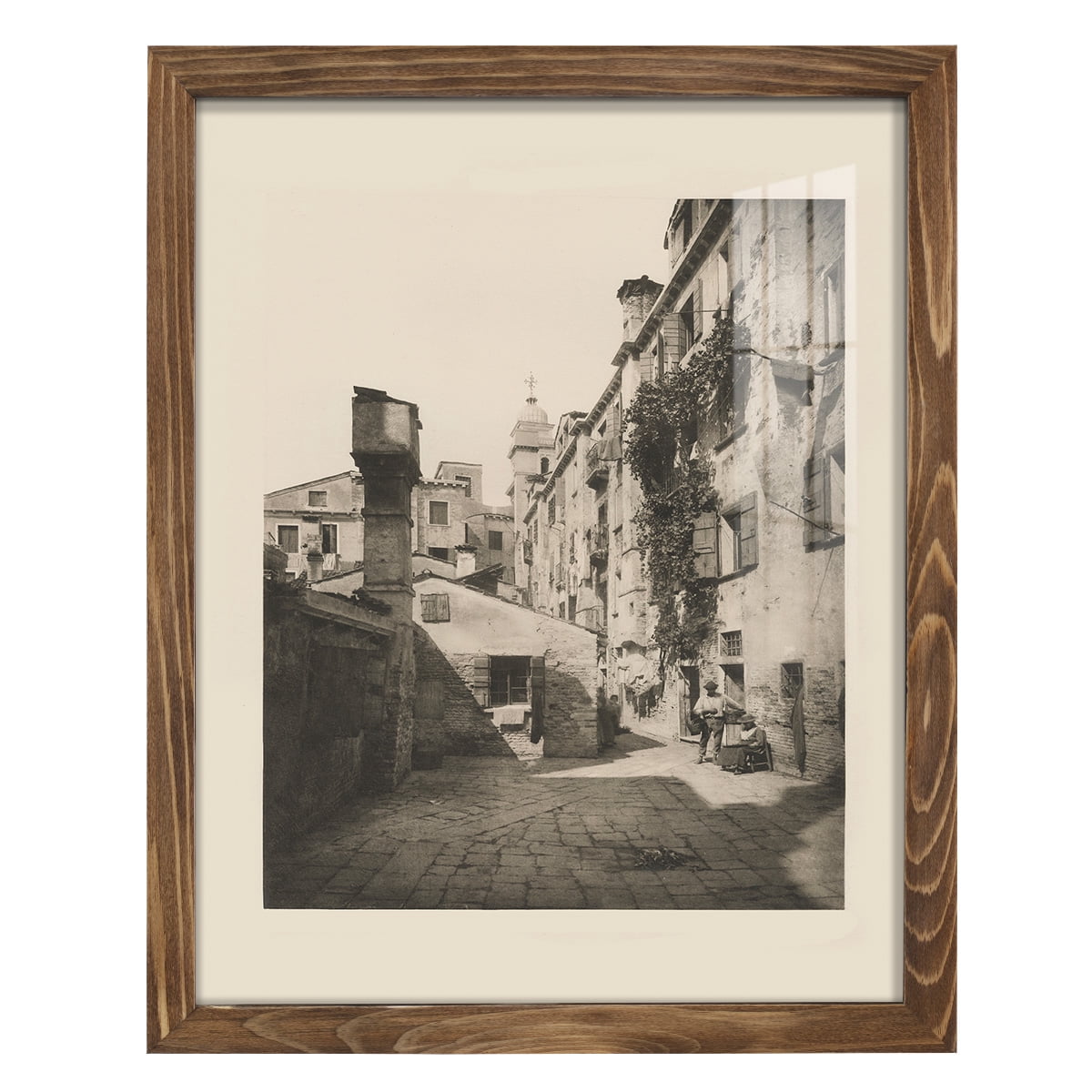 Vintage Views of Venice VIII - Framed Print w/glass - Walnut