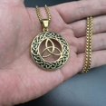 thumbnail image 1 of Vintage Viking Celtic Knot 14K Yellow Gold Necklace Men Gold Color Antique Norse Valknut Runes Trinity Pendant Amulet Scandinavian Jewelry, 1 of 9