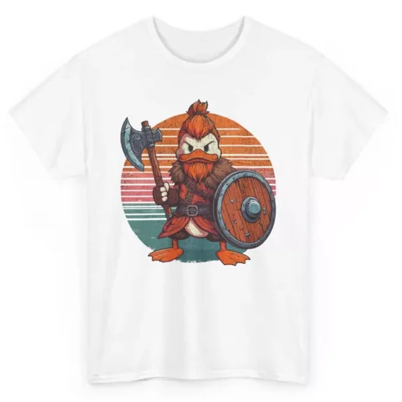 Vintage Viking Duck Funny T-Shirt - Warrior Duck Men Women Graphic Tee Unisex S-5XL Hot Trending Shirt, Vintage Birthday Gift