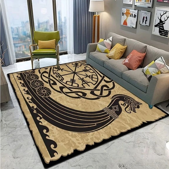 Vintage Viking Rune Rugs Living Room Sofa Table Large Area Rugs Carpet Machine Washable Entrance Non-slip Door Mats Home Decor
