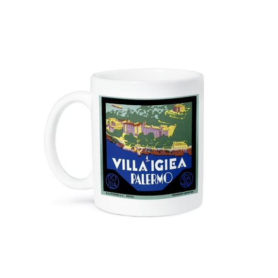 3dRose, Vintage Villa Igiea Palermo Italy Luggage Label, 11oz Mug