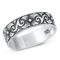 Vintage Vine Flower Ring .925 Sterling Silver Band Jewelry Female Male Unisex Size 6