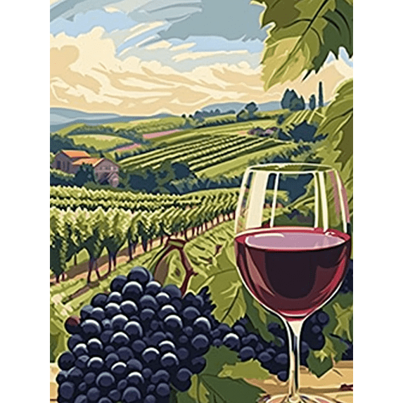 Vintage Vineyard Wine Glass Canvas Wall Art, Perfect for Living Room, Dining Room, Kitchen, Bedroom, and Office Decor