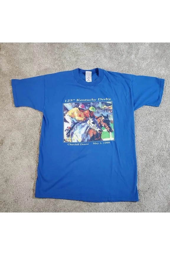 Vintage Vintage 125Th Kentucky Derby Churchill Downs May 1, 1999 T Shirt Size Large Blue Best Birthday Gifts