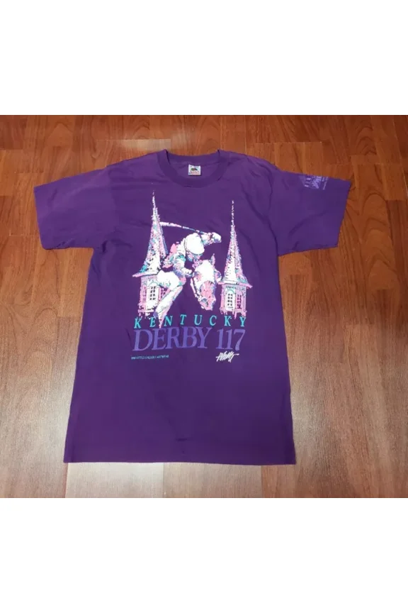 Vintage Vintage 1991 117Th Kentucky Derby Churchill Downs Louisville, Kt T-Shirt Size M Best Birthday Gifts