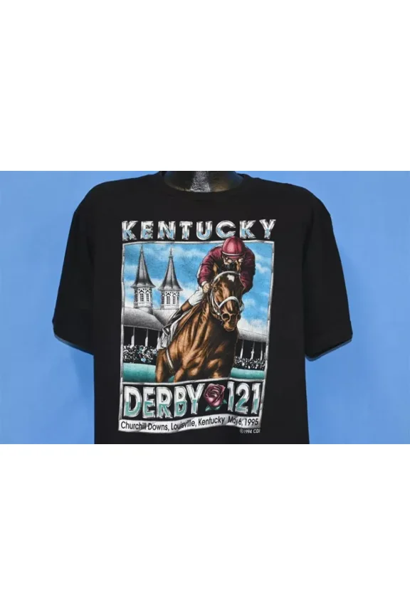 Vintage Vintage 90S Kentucky Derby 121 1995 Churchill Downs Horse Race T-Shirt Large L Best Birthday Gifts