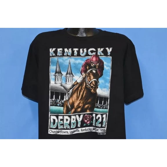 Vintage Vintage 90S Kentucky Derby 121 1995 Churchill Downs Horse Race T-Shirt Large L Best Birthday Gifts