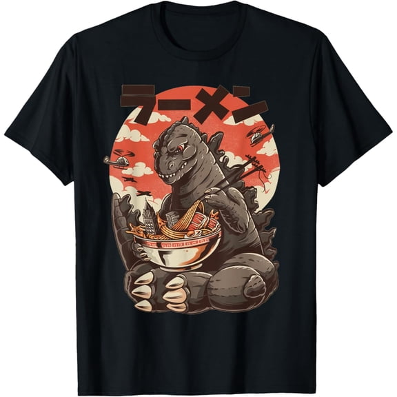 Vintage Vintage Kaiju Eating Ramen Japanese Monster Birthday Cat T-Shirt S-5XL - Trending Birrthday Tee Gifts Vintage Tee -Birthday Gifts