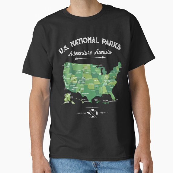 Vintage Vintage National Park Map T-Shirt - All 63 National Parks Gifts For Men Women Kids Classic T-Shirt T-Shirt - Perfect T-Shirt For Everyone