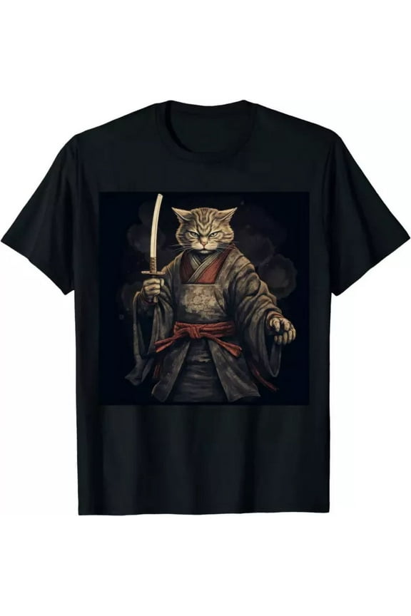 Vintage Vintage Samurai Cat Japanese Ninja Art T-Shirt Size S-5Xlhot Trending Birthday Gifts