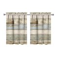 thumbnail image 1 of Vintage Vintage Teal Wood Grain Tier Cafe Curtains for Bathroom Living RV Rod Pocket Window Drapes 36 Inch 2 Panels Set 28"x36" 2 Panels Window Treatment Tiers, 1 of 4