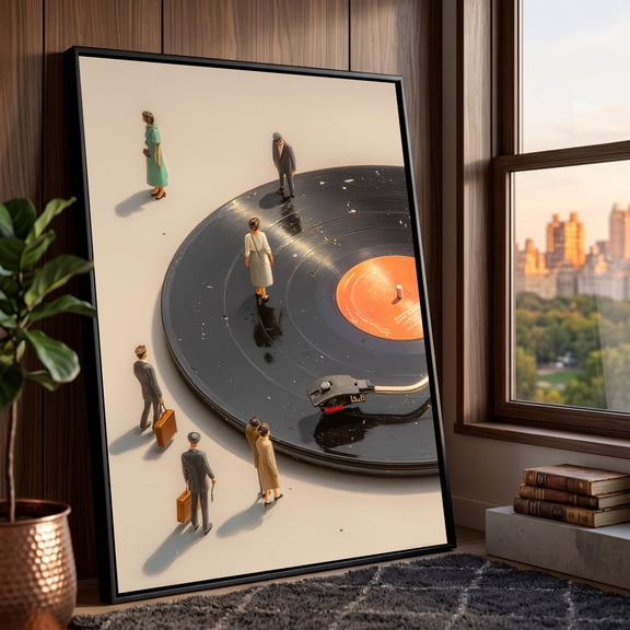 Vintage Vinyl Record Art Retro Music Artwork Nostalgic Wall Art Mid Century Style Decoration Modern Home Art