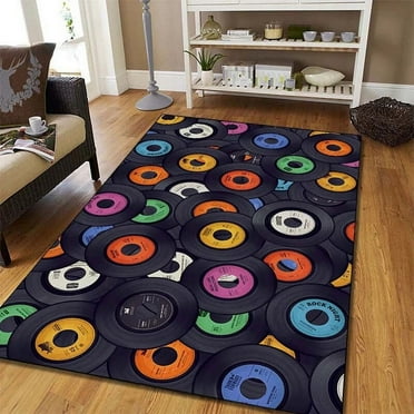Vintage Vinyl Record Carpet for Living Room Decor Sofa Table Large Area Rugs Kitchen Floor Mat Bedroom Bedside Foot Pad Doormat