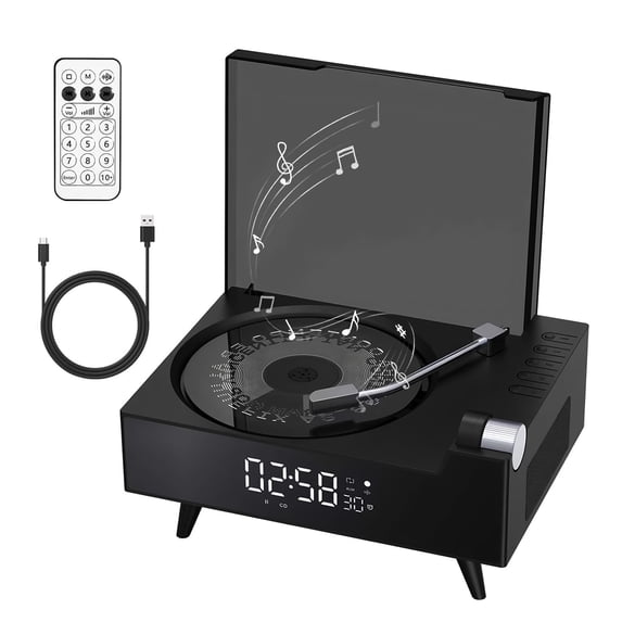 ST-CARE Rechargeable Vintage CD Player portable with LED with Bluetooth Transmit/Receive USB/AUX/FM Music Player & with HiFi Stereo Speakers for Home & Office,black