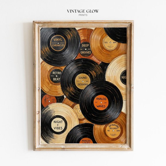 Vintage Vinyl Record Wall Art Retro Music Decor Living Room Bedroom Office