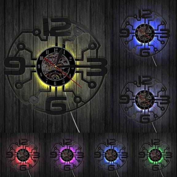 Vintage Vinyl Record Wall Clock With Big Numbers Modern Wall Art Futuristic Home Decor Living Room Wall Clock Housewarming Gift