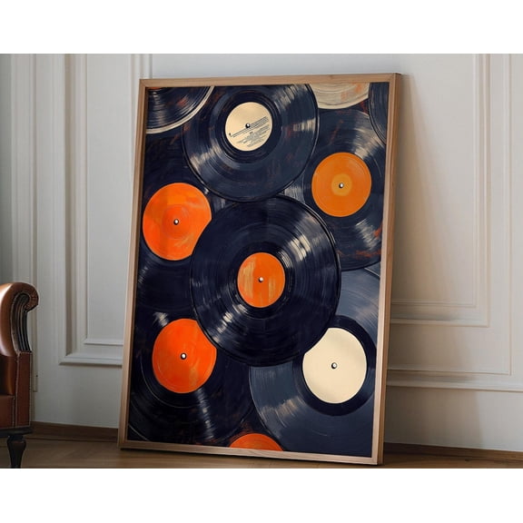 Vintage Vinyl Records Wall Art Print, Retro Music Lover Decor, Unique Record Album Artwork, Music Studio Wall Decor, Gift for Friends, 12x18 UNFRAMED