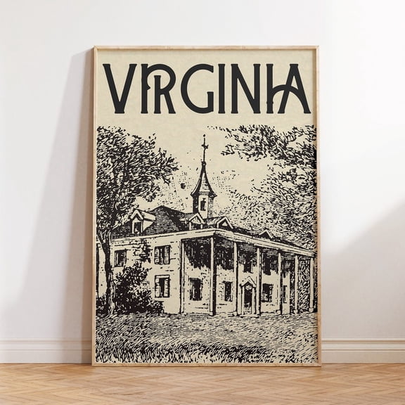 Vintage Virginia Art Print, U.S. State Poster UNFRAMED PAPER POSTER, Home Decor