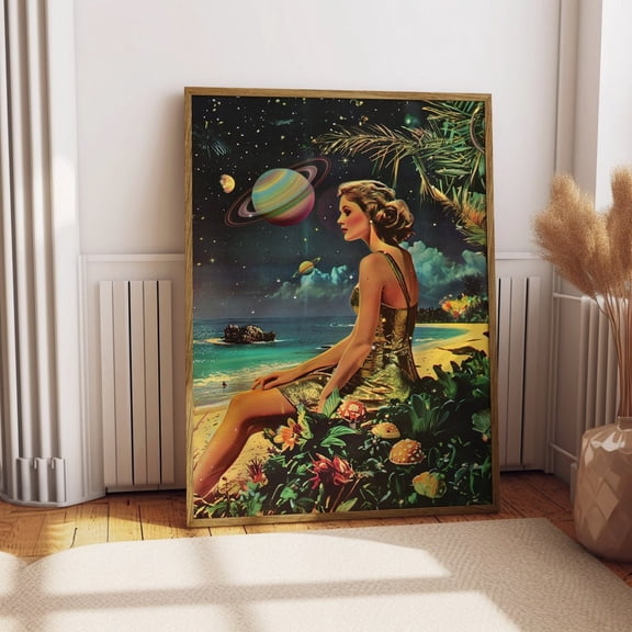 Vintage Vogue Surrealism Styled Magazine Poster, Outer Space Trippy Art, Fashion Magazine Wall Art Print, Vogue Art Print, Psychedelic Art Decor Size 24x36 Unframed Poster