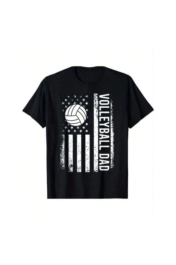 Vintage Volleyball Dad USA Flag Retro Fathers Day Daddy Papa T-Shirt