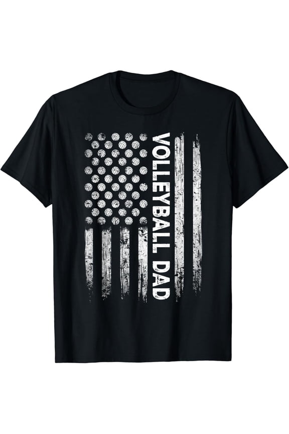 Vintage Volleyball Dad Usa Flag Retro Daddy Papa T-Shirt