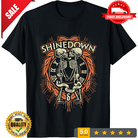 Vintage Vtg Shinedown Band Heavy Cotton Black Full Size T Shirt For Men MC078, LIMITED EDITION-TH69757