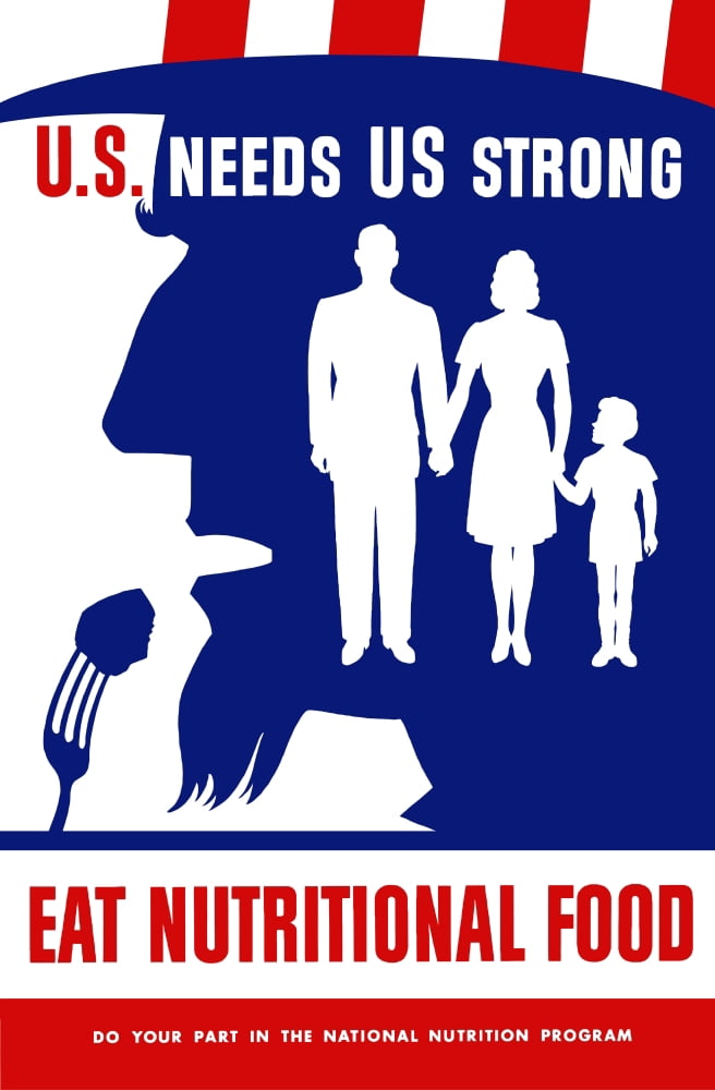 Vintage WPA poster of Uncle Sam taking a bite of food Canvas Art - John ParrotStocktrek Images (23 x 35)