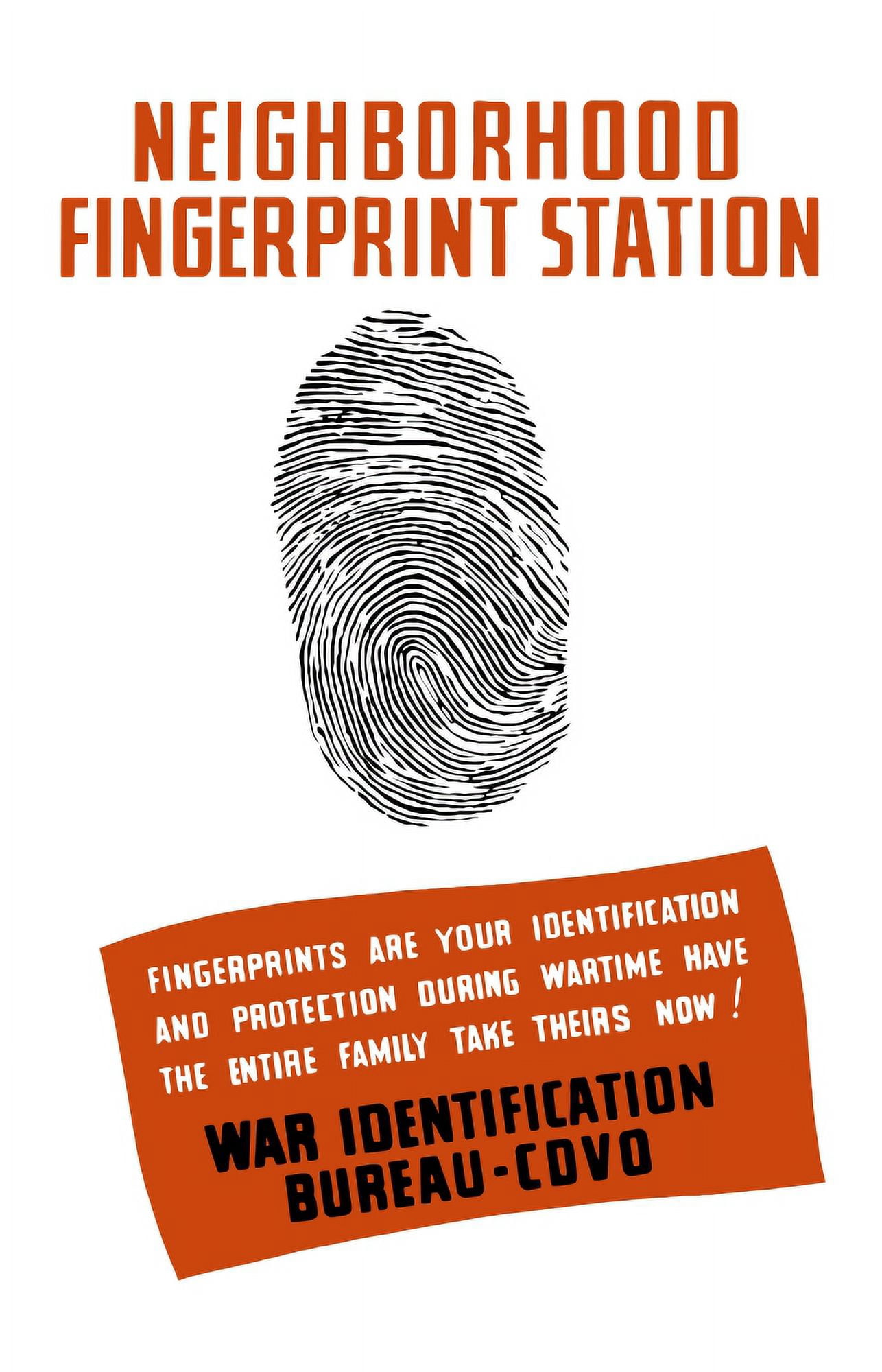 Vintage WPA poster of a fingerprint Canvas Art - John ParrotStocktrek Images (12 x 18)