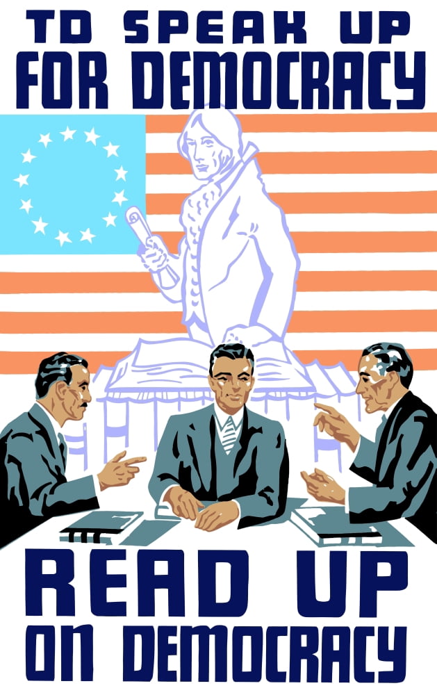 Vintage WPA poster of three man talking and reading at a table Canvas Art - John ParrotStocktrek Images (23 x 36)