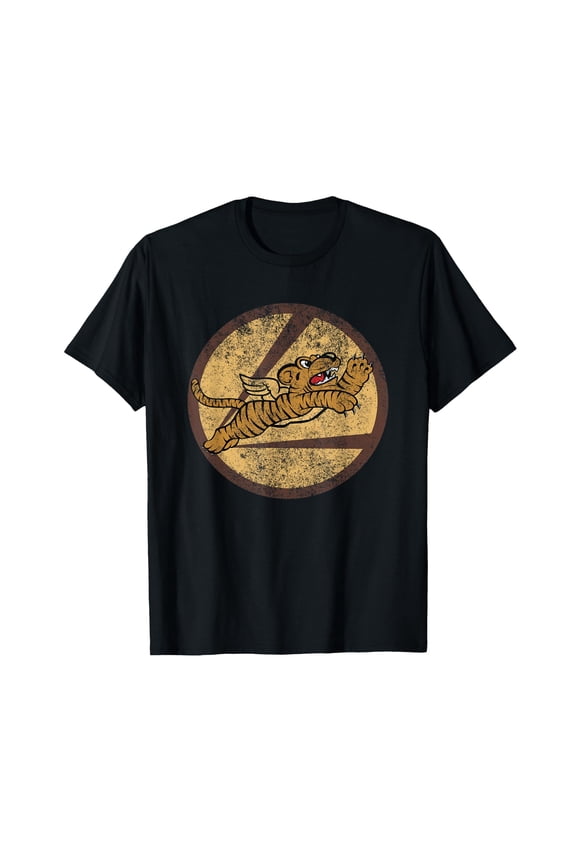Vintage WW2 AVG Tigers Squadron Pilot Flying Patch T-Shirt