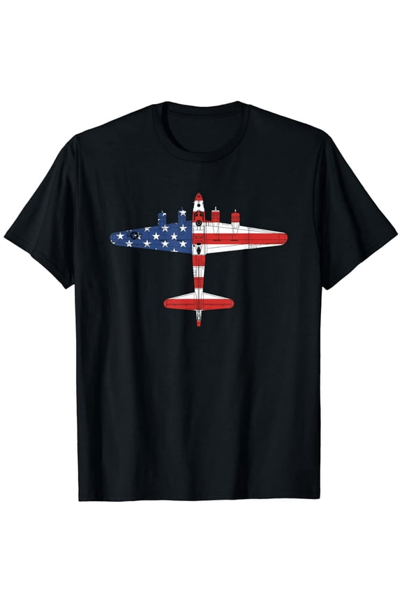Vintage WW2 B-17 Flying Fortress Airplane American Flag T-Shirt mens t shirt，black，women，funny，misfits，men，journey