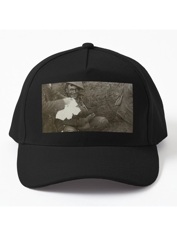 Vintage WWI Trench Soldier Baseball Hat, Historical Military Photo Graphic Design, Classic Cap