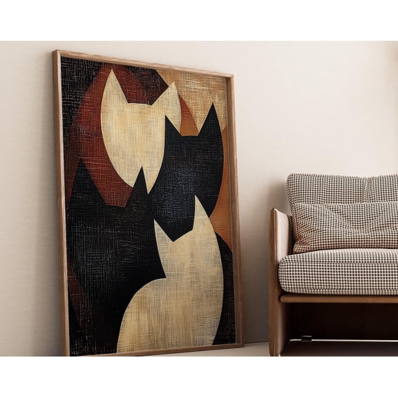 Vintage Wabi Sabi Cats Wall Art Japanese Wall Art Minimalist Cat Print for Warm Decor Luxury Home Decor for Contemporary Wall Decor