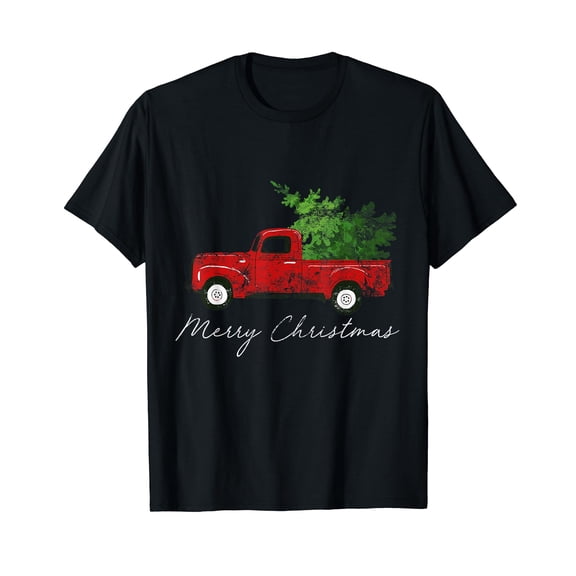 Vintage Wagon Christmas T-Shirt - Tree on Car Xmas Vacation T-Shirt