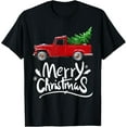 thumbnail image 1 of Vintage Wagon Red Truck Christmas Tree Pajama Gift T-ShirtMen and women, White Black T-shirt, size: Extra large S-4XL, 1 of 4