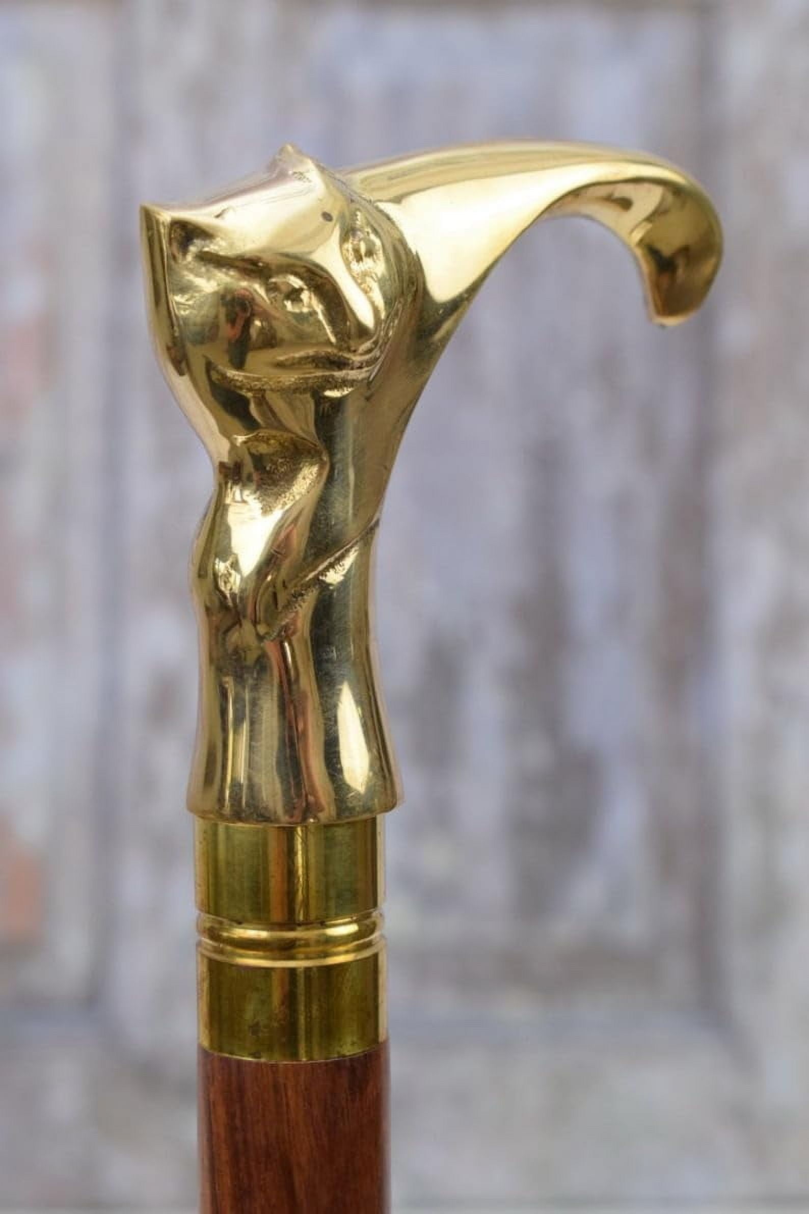 Vintage Walking Stick Cat Handle Wooden and Brass Walking Stick Amazing ...