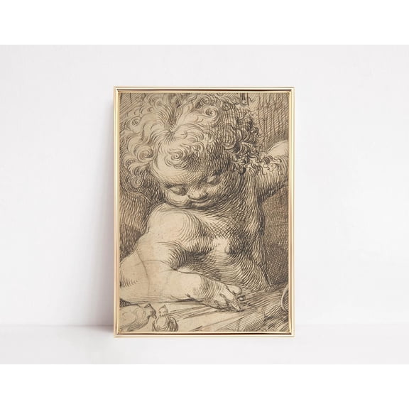 Vintage Wall Art Antique Valentines Day Decor Light Academia Cupid Poster Romantic Poster, Unframed Poster Size 8x12