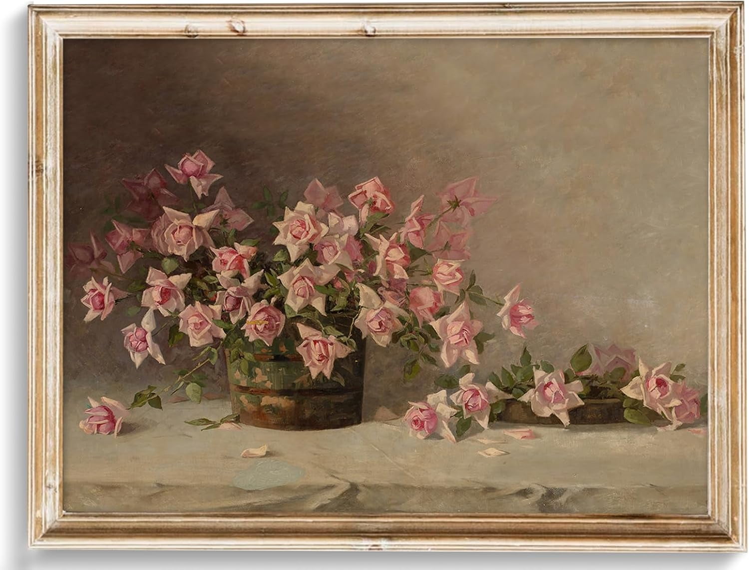 Vintage Wall Art, Classical Wildflower Field Wall Painting Canvas Prints Farmhouse Wall Art French Country Wall Decor Vintage Landscape Art Pictures for Bathroom Kitchen Decor
