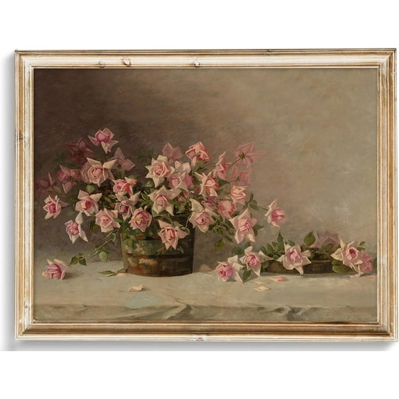 Vintage Wall Art, Classical Wildflower Field Wall Painting Canvas Prints Farmhouse Wall Art French Country Wall Decor Vintage Landscape Art Pictures for Bathroom Kitchen Decor