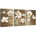thumbnail image 1 of Vintage Wall Art Flowers Bedroom Wall Decor 3 Pieces Canvas Wall Art White Blossom Bathroom Living Room Decoration 12" x 16" x 3 Panels Framed Ready to Hang, 1 of 6