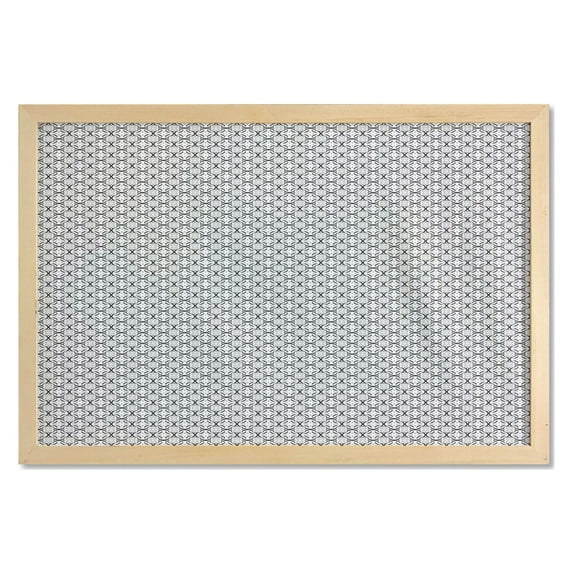 Vintage Wall Art with Frame, Monochrome Retro Design Inspired Stripes and Geometric Shapes Abstract Pattern, Printed Fabric Poster for Bathroom Living Room, 35" x 23", Black and White, by Ambesonne