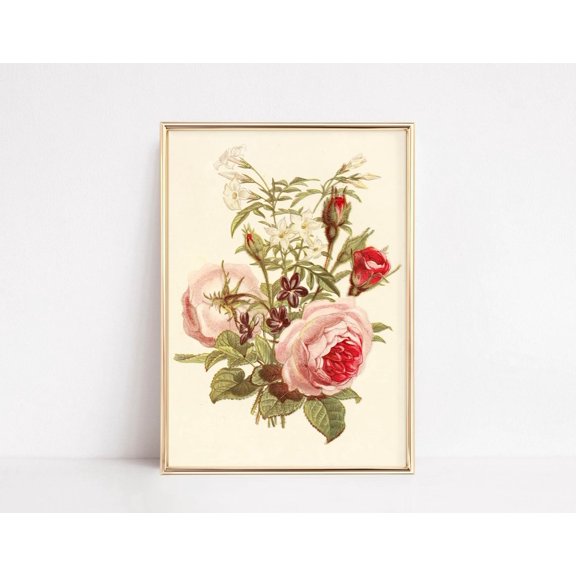 Vintage Wall Art Light Academia Poster Flower Farmhouse Decor Botanical Poster, Unframed Poster Size 8x12