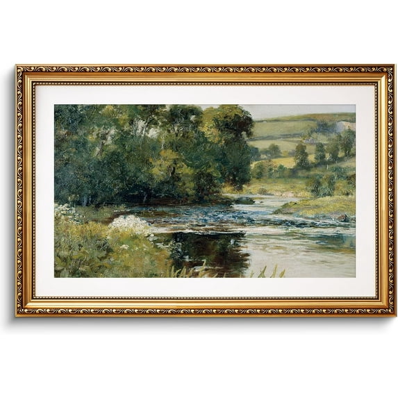 Vintage Wall Art Nature Streamside Retro Paintings, Canvas Prints Artwork with Antique Unframed, Victorian Wall Pictures Decor for Living Room Bedroom