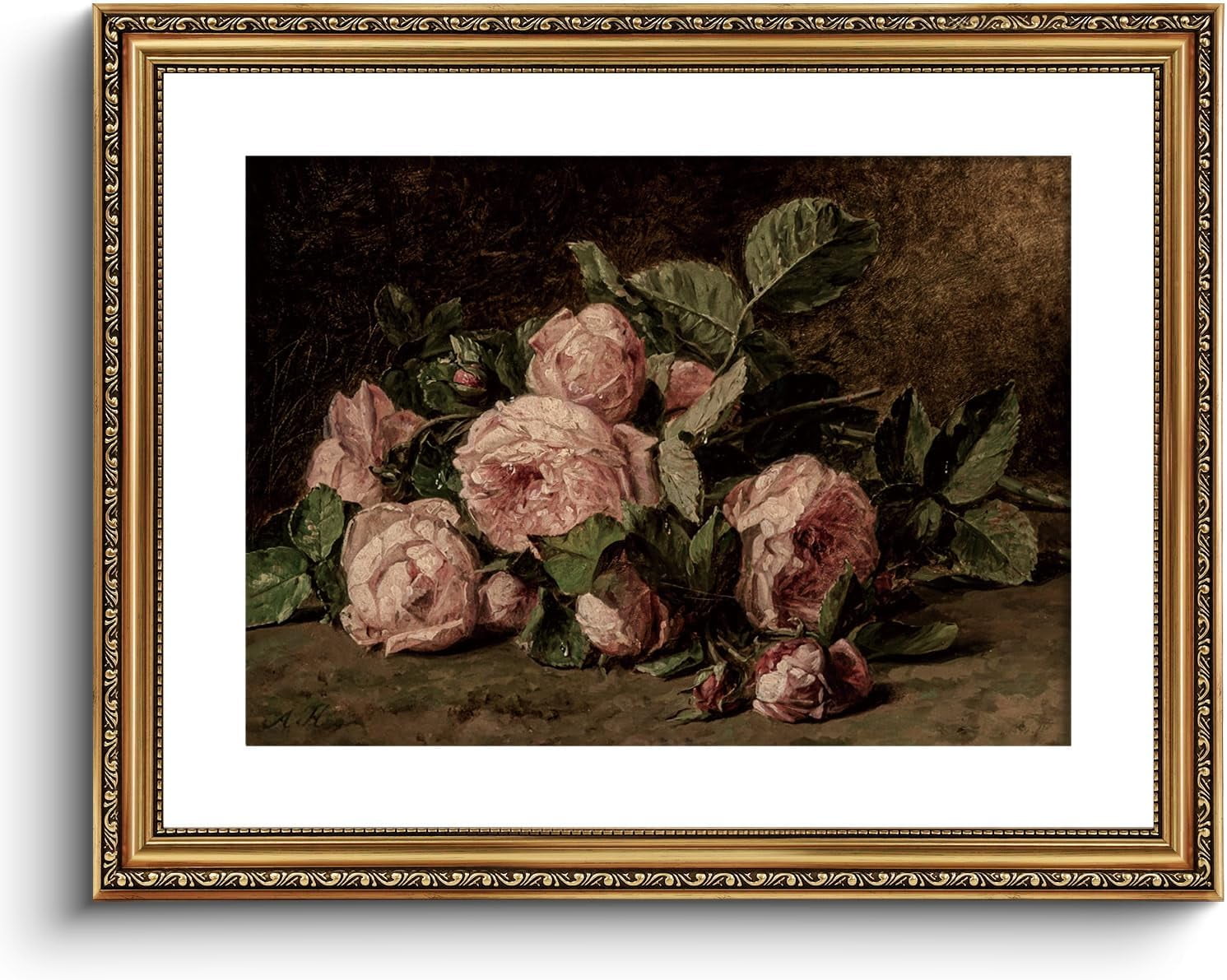 Vintage Wall Art Retro Still life Pink Roses Canvas Prints Artwork with ...