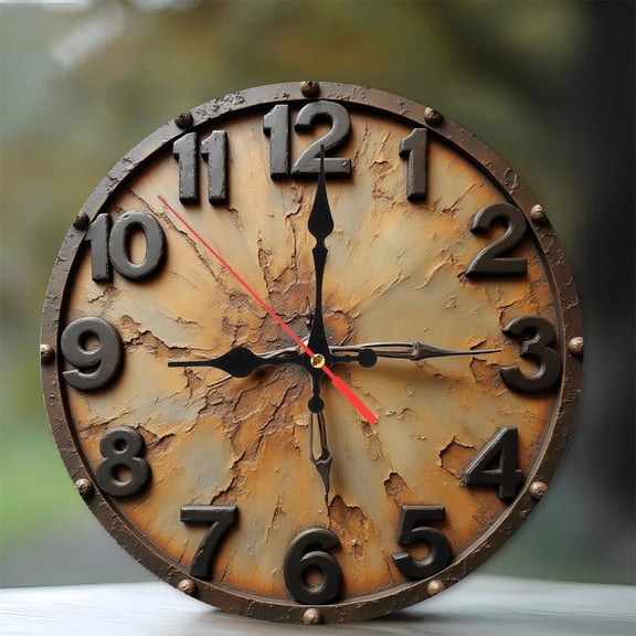 Vintage Wall Clock Decorative Antique Design 10-Inch Silent Wooden Wall Clock, Battery Operated (AA Batteries Not Included), Artistic Home Decor