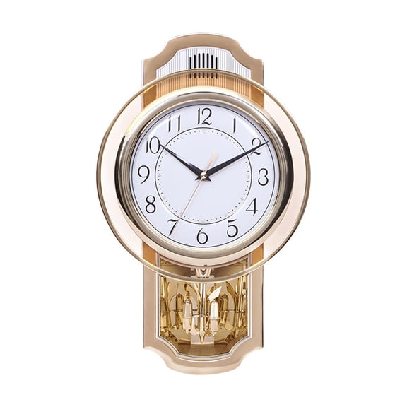 Vintage Wall Clock, Pendulum Wall Clock, Battery Operated Retro Silent Non Ticking Classic Swinging Pendulum for Living Room, Office, Home