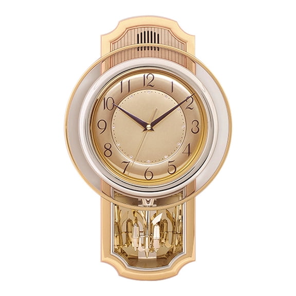 Vintage Wall Clock, Pendulum Wall Clock, Battery Operated Retro Silent Non Ticking Classic Swinging Pendulum for Living Room, Office, Home