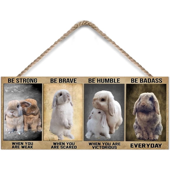 Vintage Wall Decor Bunny Rebbit Poster,Motivational Quote,Vintage Wall Art,Rectangle Hanging Wooden Plaque,Wood Signs Dcor,Wall Decor for Bars,Restaurants,Cafes,Home Beer 6x12 Inches